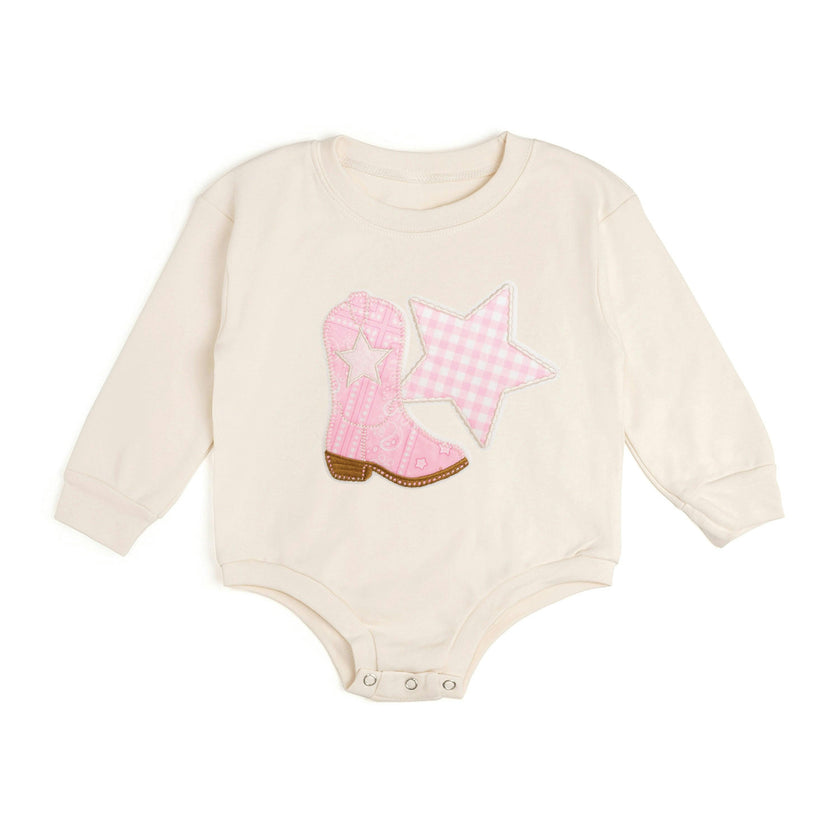Bandana Cowgirl Patch Western Long Sleeve Romper