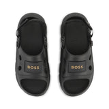 Black BOSS Patch Sandals