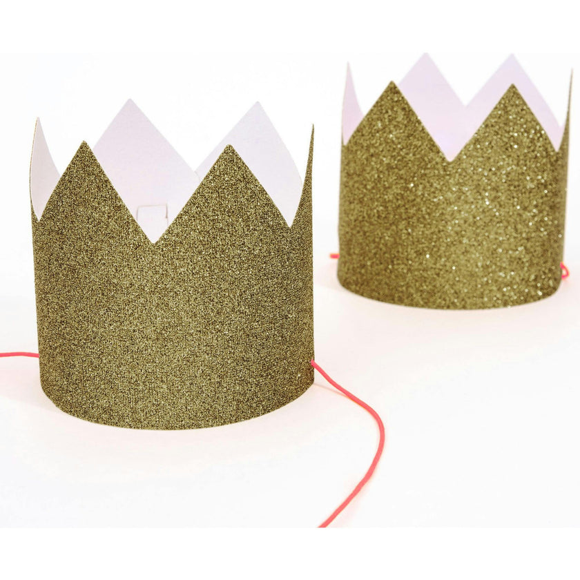Mini Gold Glitter Crowns