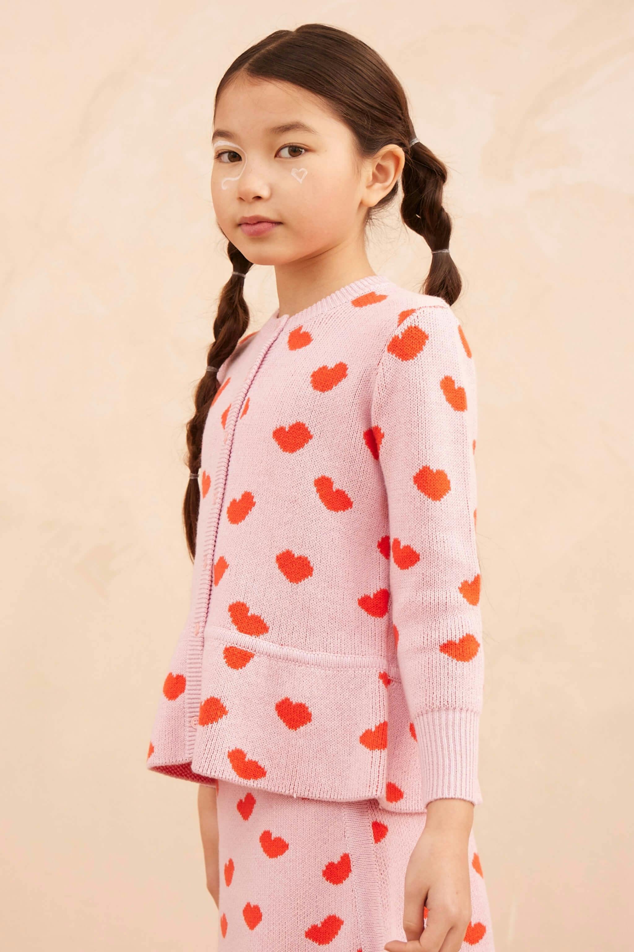 Love Hearts Peplum Cardigan | Bubble Gum