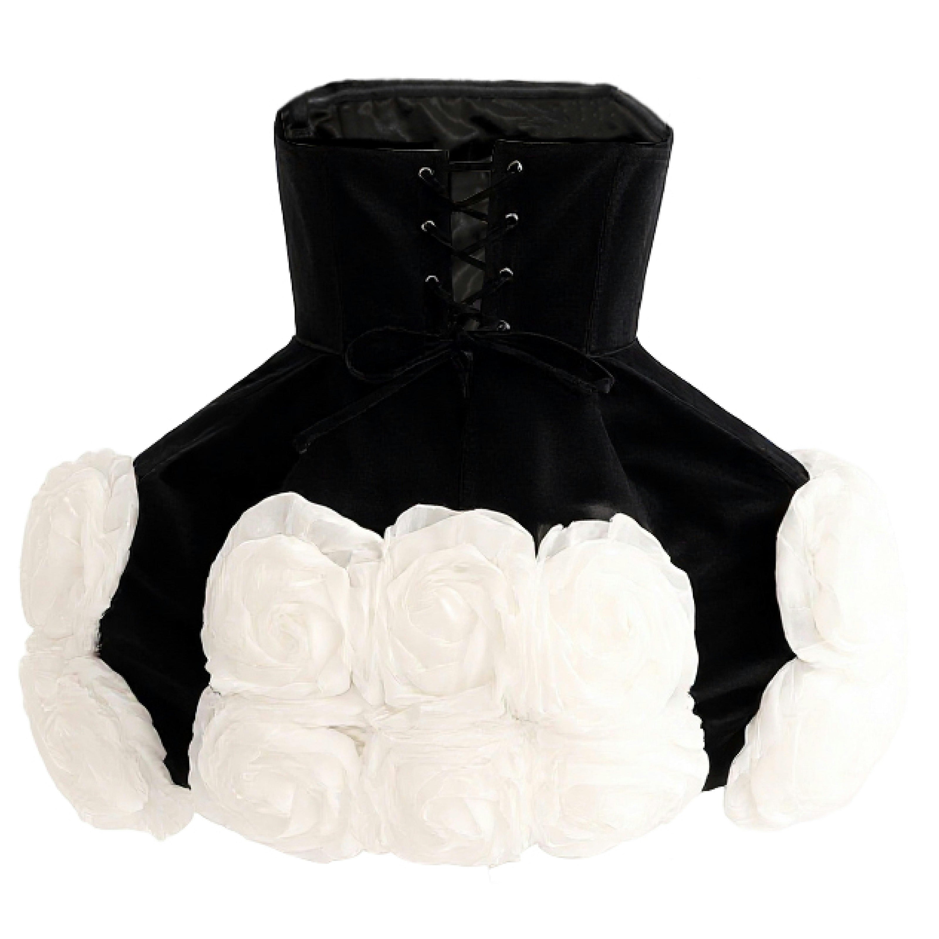 Black Almendra Floral Strapless Dress