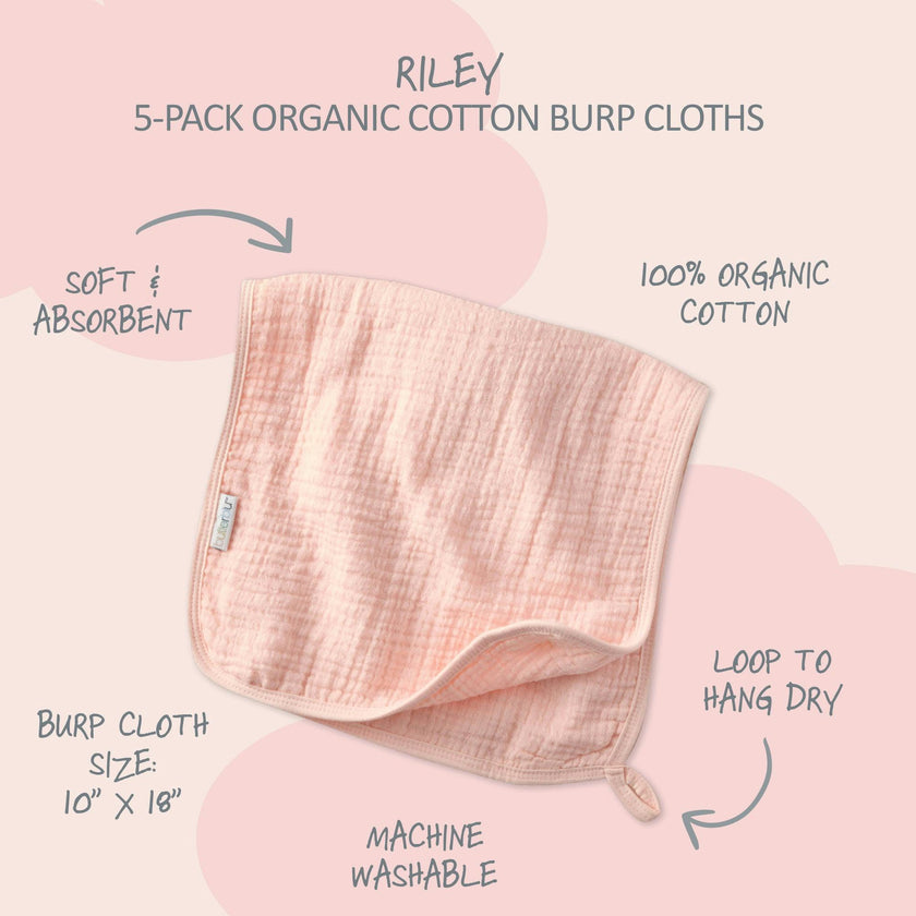RILEY 5-Pack Crinkle Muslin Burp Cloths