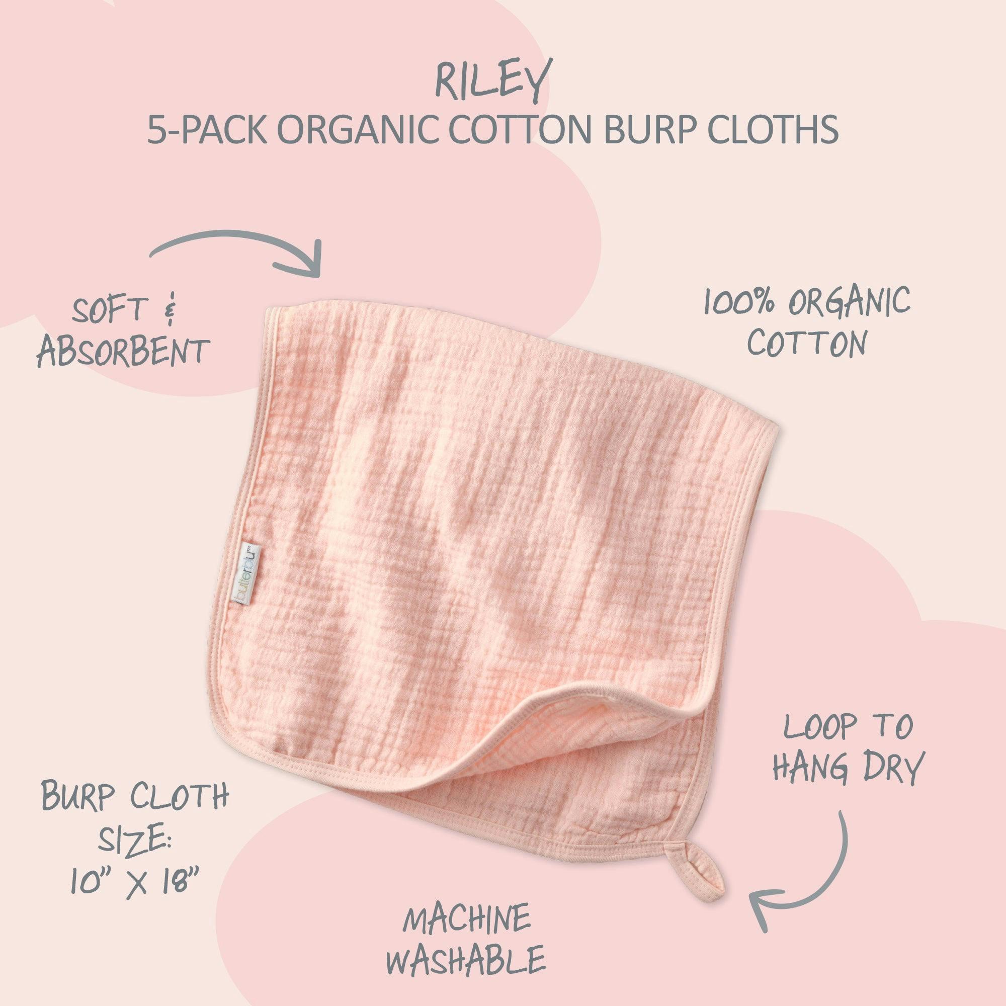 RILEY 5-Pack Crinkle Muslin Burp Cloths