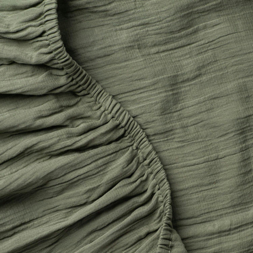 Zen Crinkled Comfort Fitted Sheet, Green