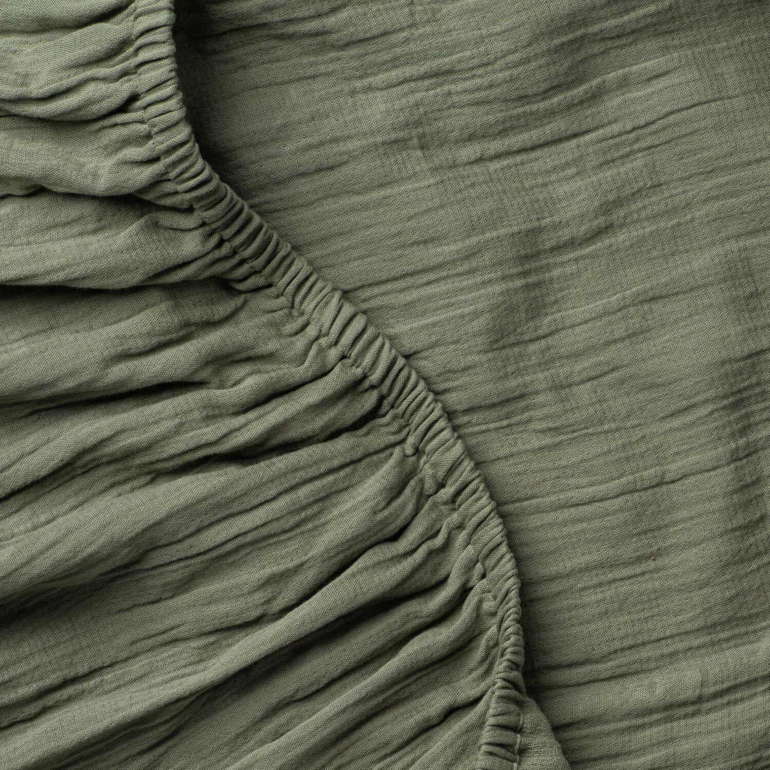 Zen Crinkled Comfort Fitted Sheet, Green