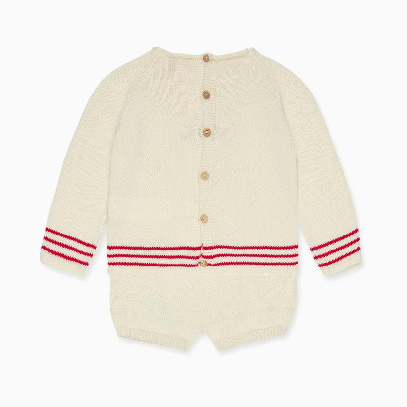 Red Stripe Ancla Cotton Baby Knitted Set