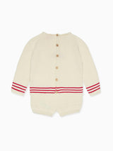 Red Stripe Ancla Cotton Baby Knitted Set