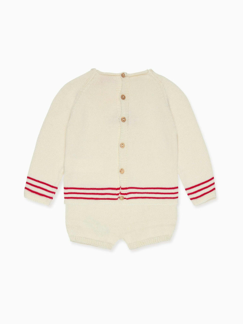 Red Stripe Ancla Cotton Baby Knitted Set