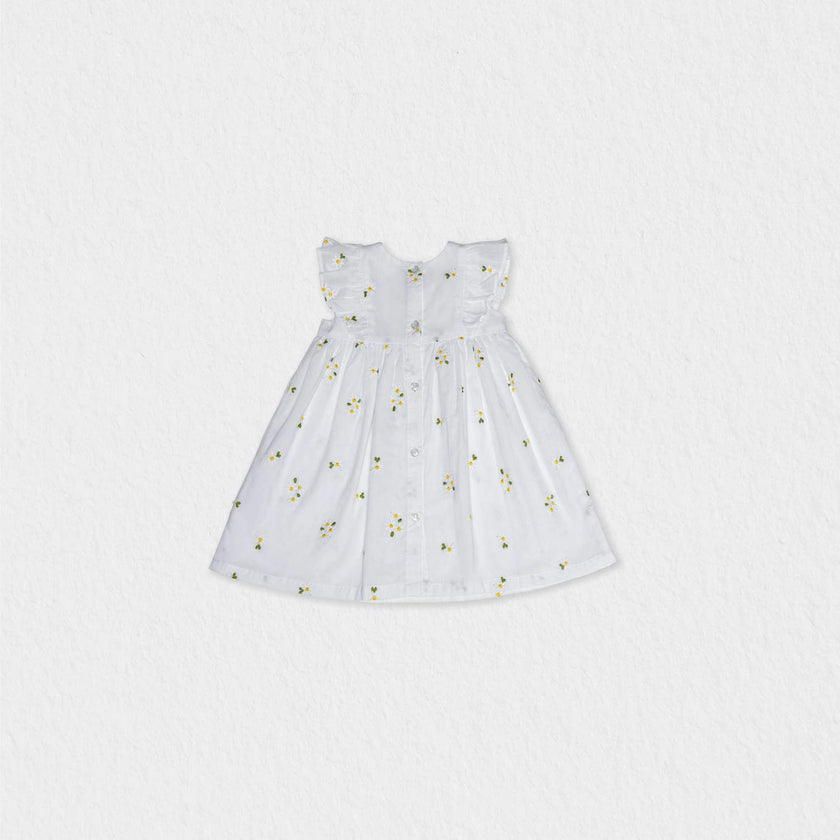 Emilie Baby Dress Sleeveless, White Daisy