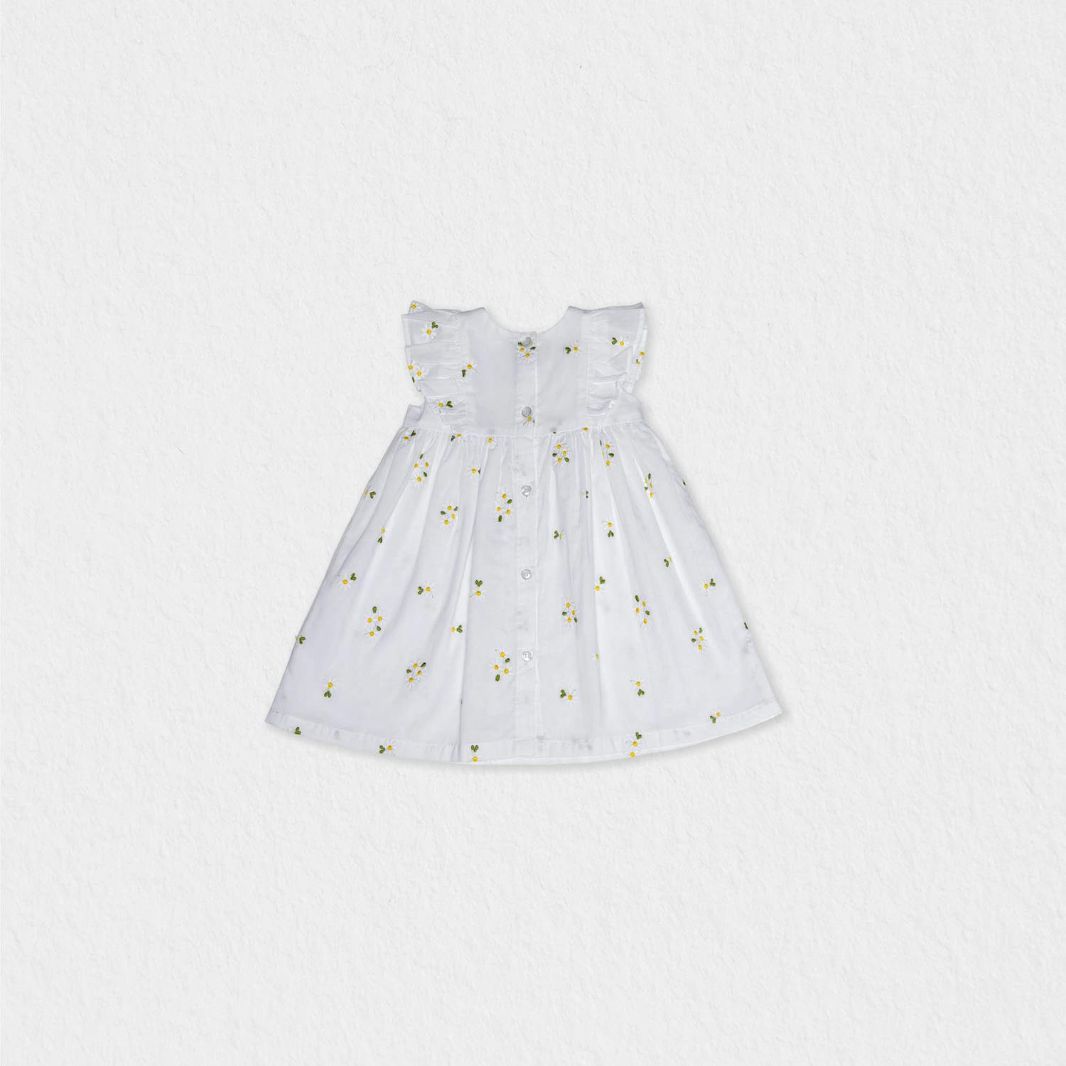 Emilie Baby Dress Sleeveless, White Daisy