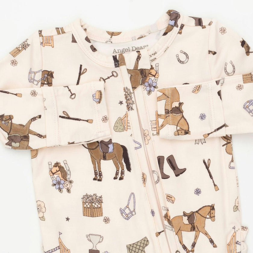 Pretty Equestrian - 2 Way Ruffle Back Zipper Footie