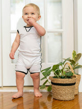 Piped Ribbed Romper