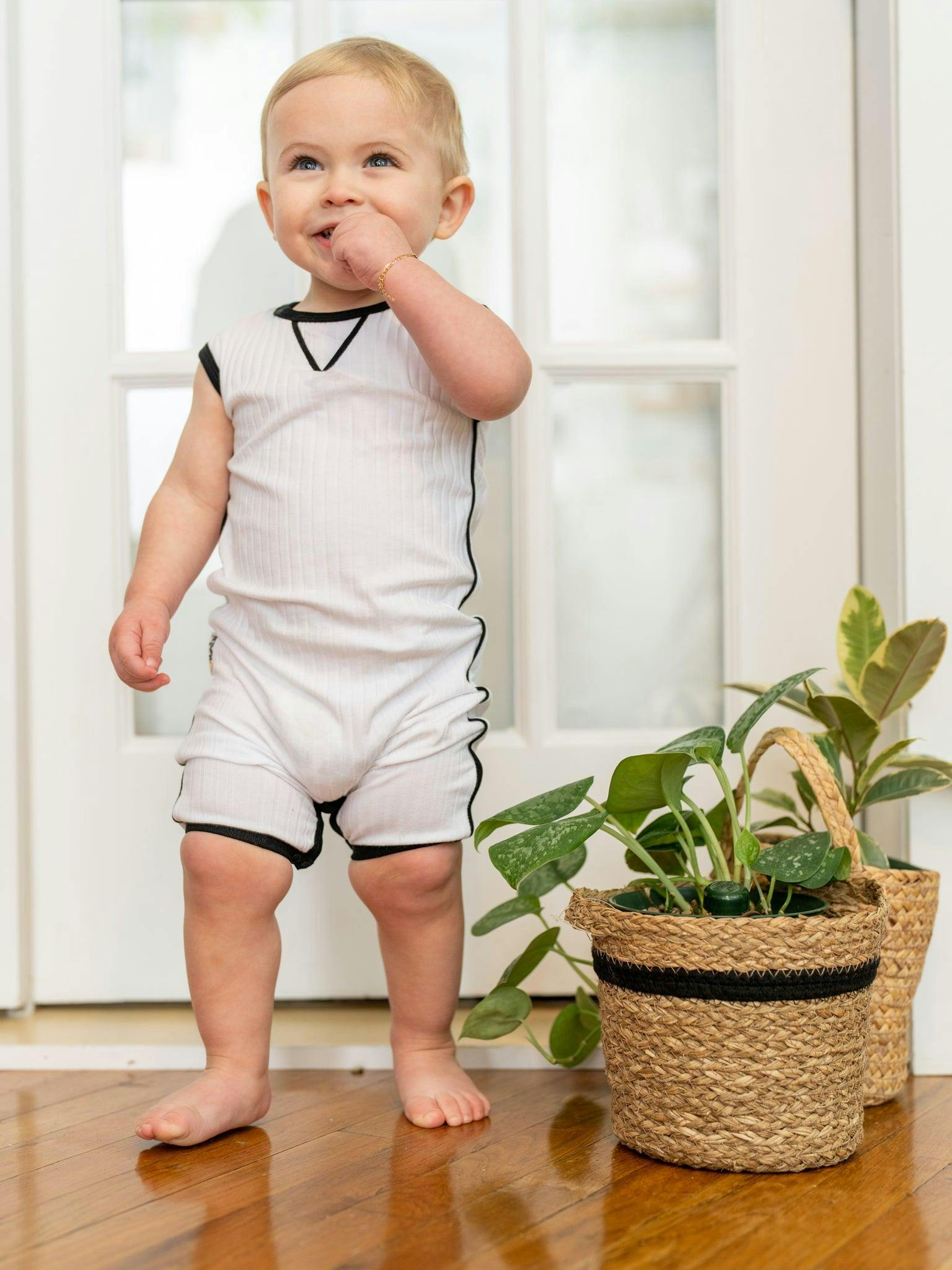 Piped Ribbed Romper