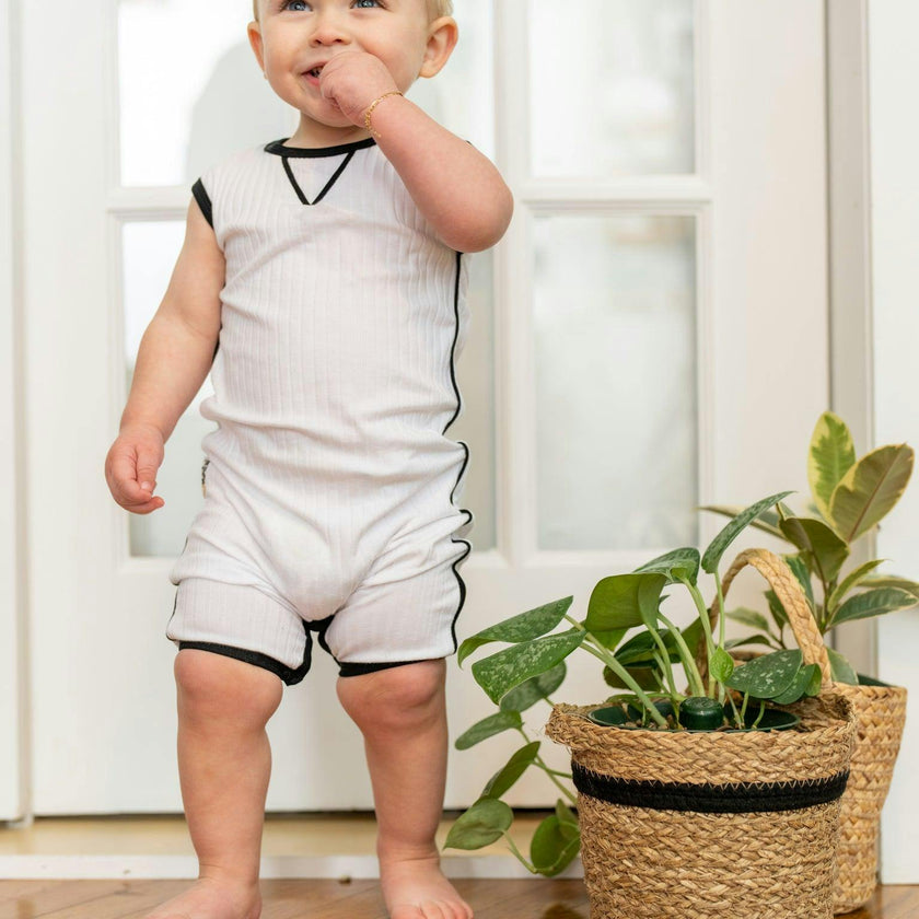 Piped Ribbed Romper