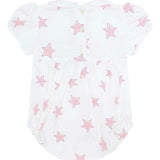 Pink Stars Print Smocked Bubble