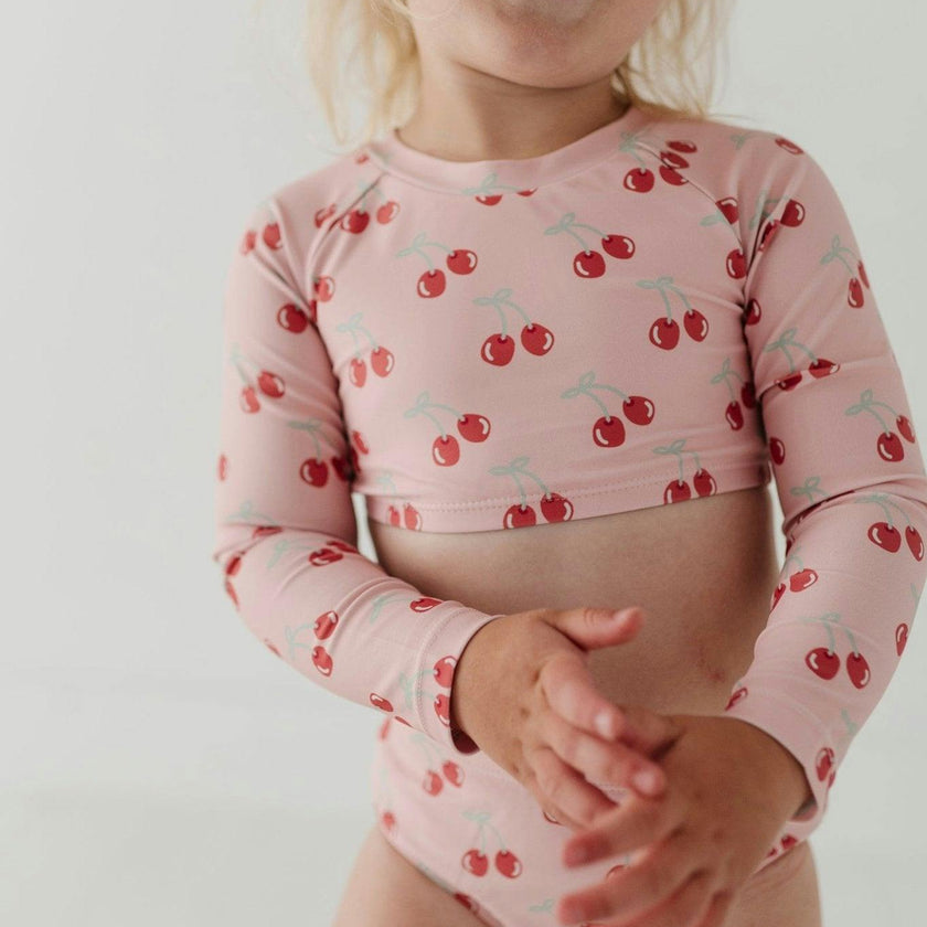 Girls Crop Two-Piece Swimsuit in Cherries
