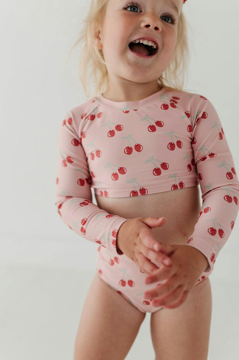 Girls Crop Two-Piece Swimsuit in Cherries
