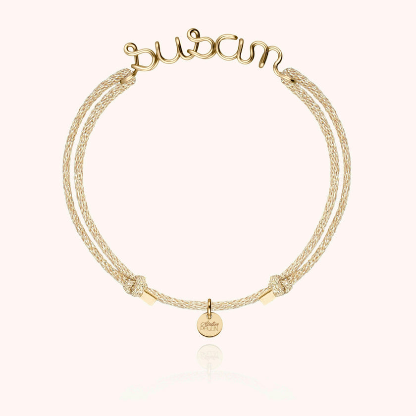 Personalized Lurex Cord Bracelet, Yellow Gold-Filled