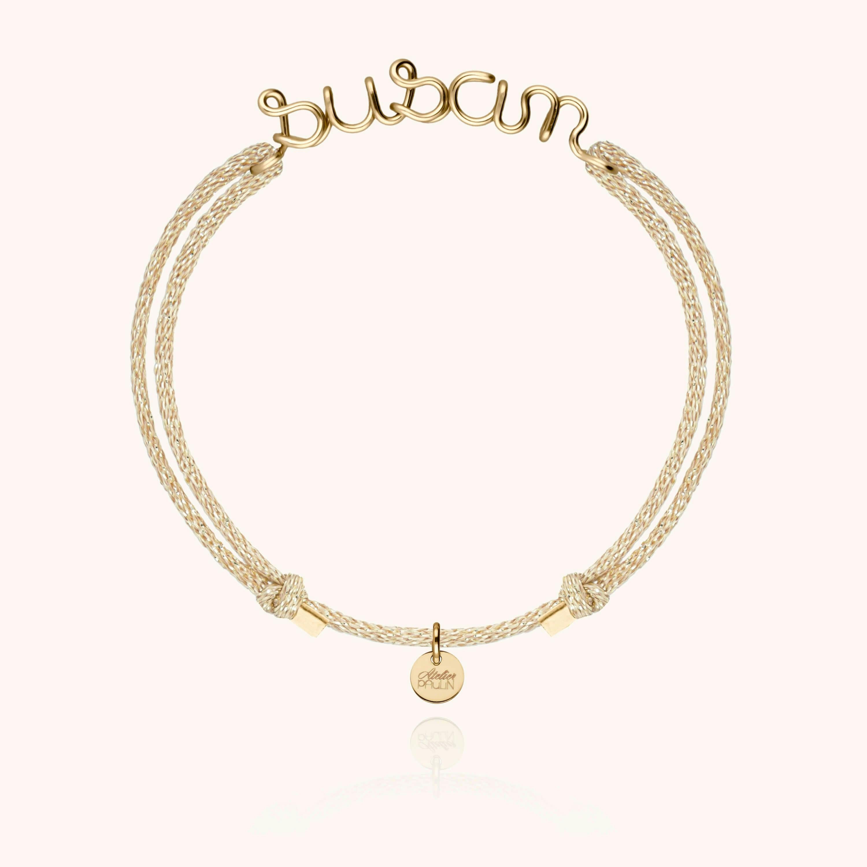 Personalized Lurex Cord Bracelet, Yellow Gold-Filled