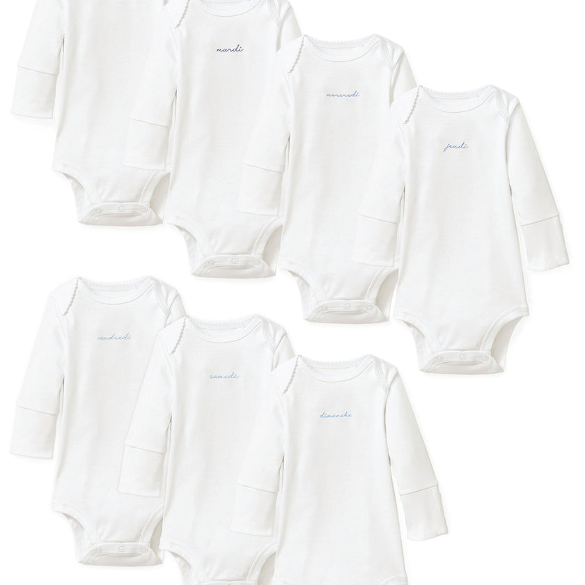 Baby's Pima Long Sleeve Onesie Set in French Lessons Blue