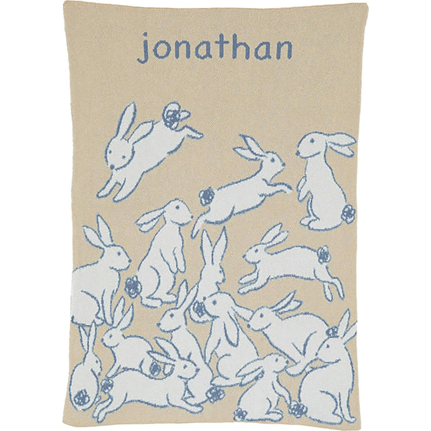 Custom Personalized Baby Sustainable Knit Throw Blanket - Rabbits