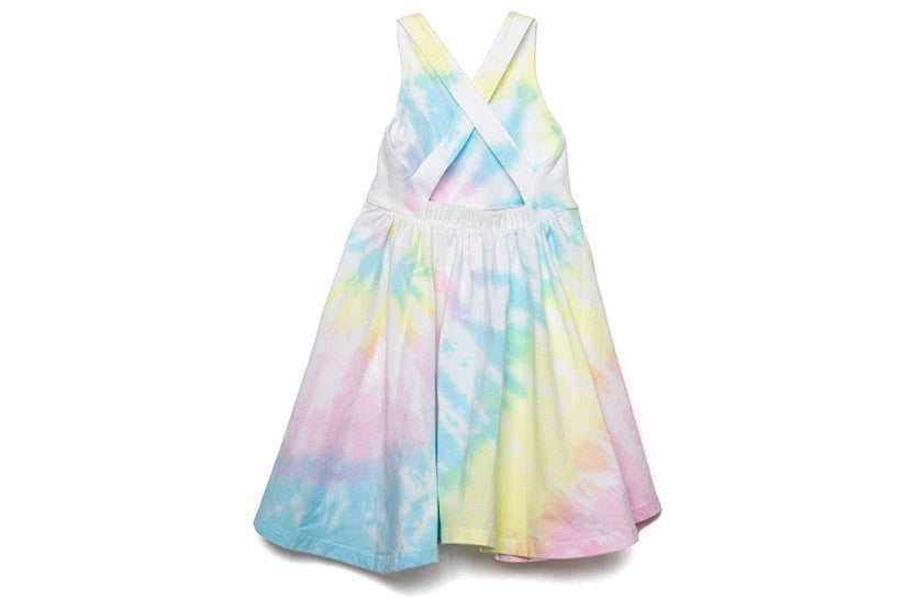 Cross Back Twirly Dress in Pastel Tie Dye