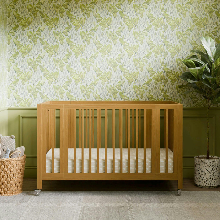 Rolli 9-in-1 Convertible All-Stages® Crib with Bassinet & Toddler Bed Conversion Kits in Honey