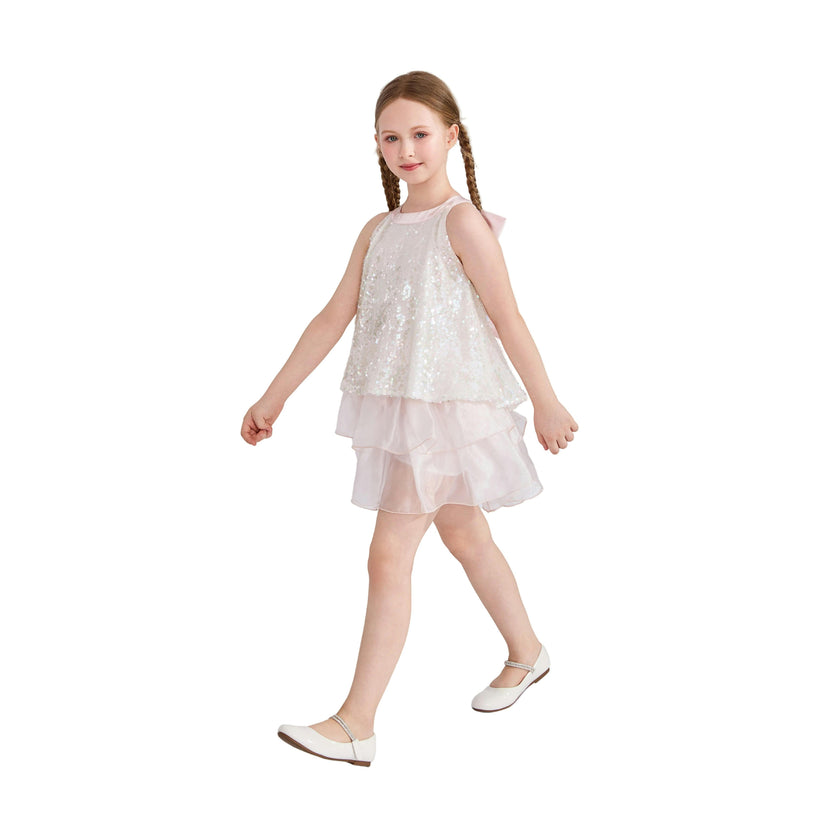 Pink Sylvara Sequin Ruffle Skirt Set