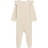 Addy Brushed Back Pointelle Flutter Sleeve Footed Romper