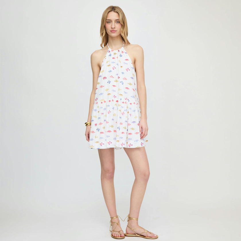 The Sol Tunic Dress - White Rainbow Fish