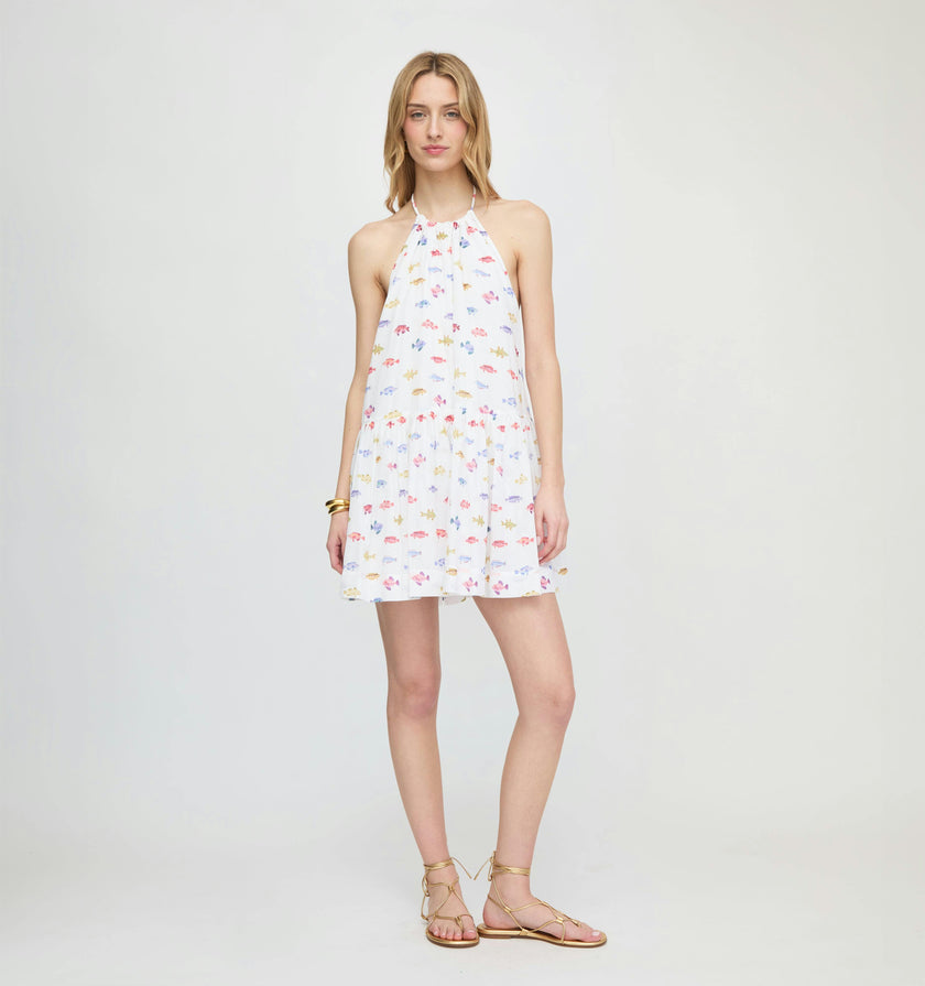 The Sol Tunic Dress - White Rainbow Fish