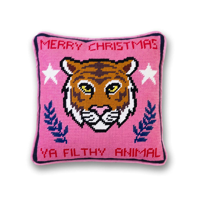 Filthy Animal Needlepoint Pillow