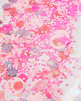 Packed Party Work Party Confetti Multi-Use Desk Mat - 13x18 Inch Clear Vinyl Pink Confetti Desk Mat with Gold Foil Detail for Desks and Keyboards