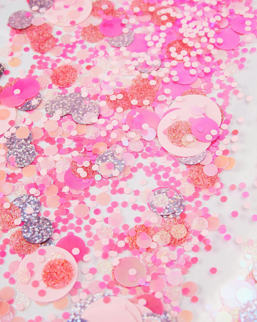 Packed Party Work Party Confetti Multi-Use Desk Mat - 13x18 Inch Clear Vinyl Pink Confetti Desk Mat with Gold Foil Detail for Desks and Keyboards