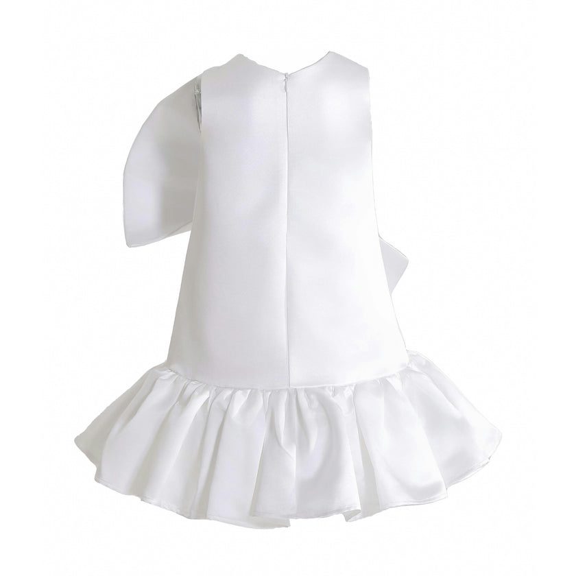 White Dahlielle Satin Bow Dress
