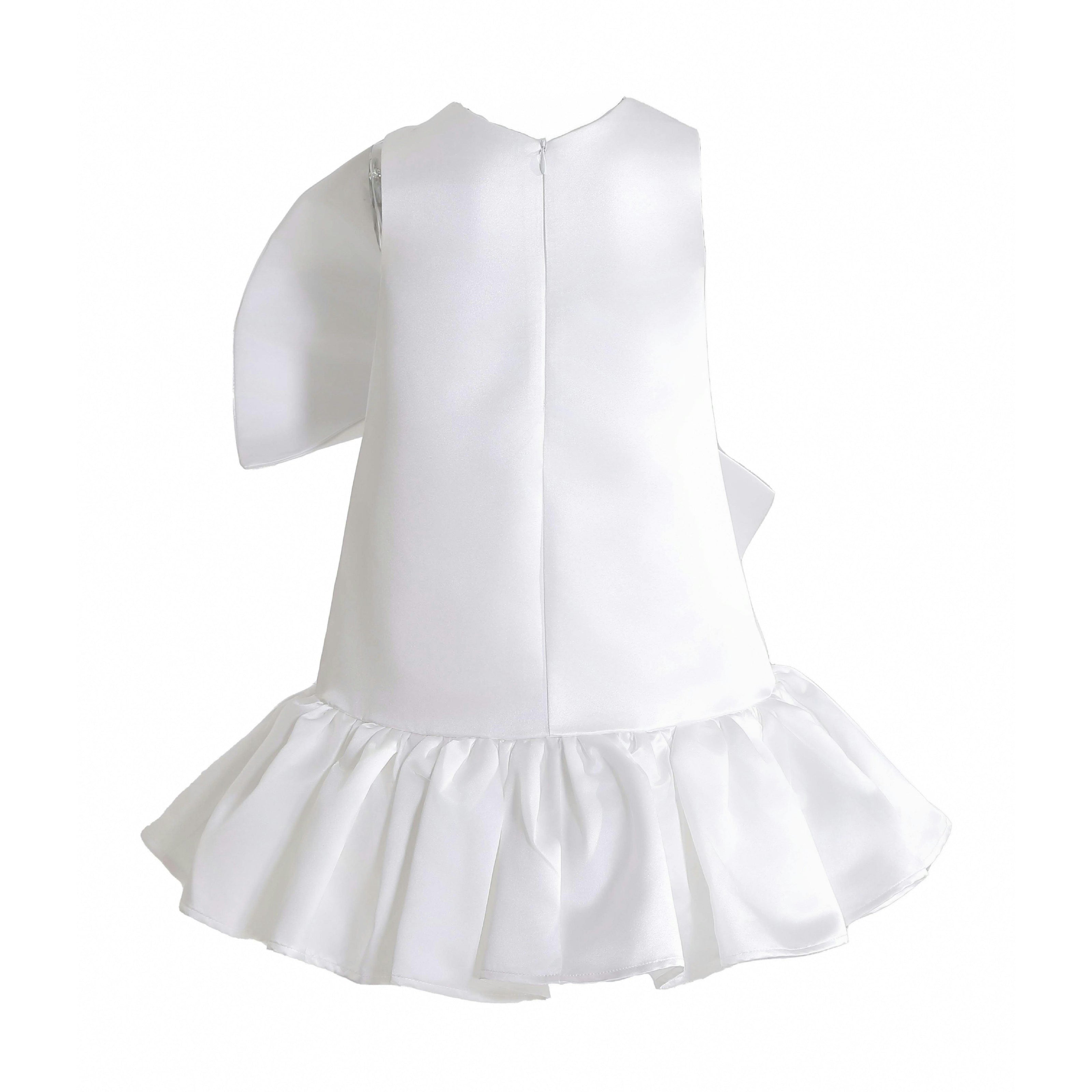 White Dahlielle Satin Bow Dress