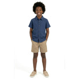 Tween Boys Basket Weave Buttondown Shirt | Navy