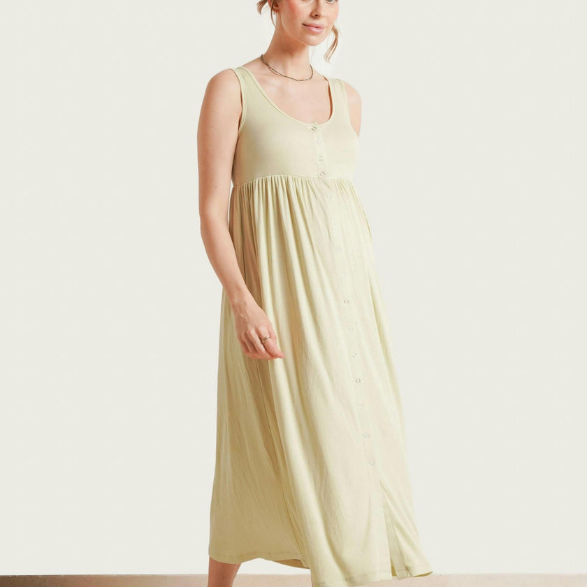 Women's Maternity Ribbed Modal Henley Dress