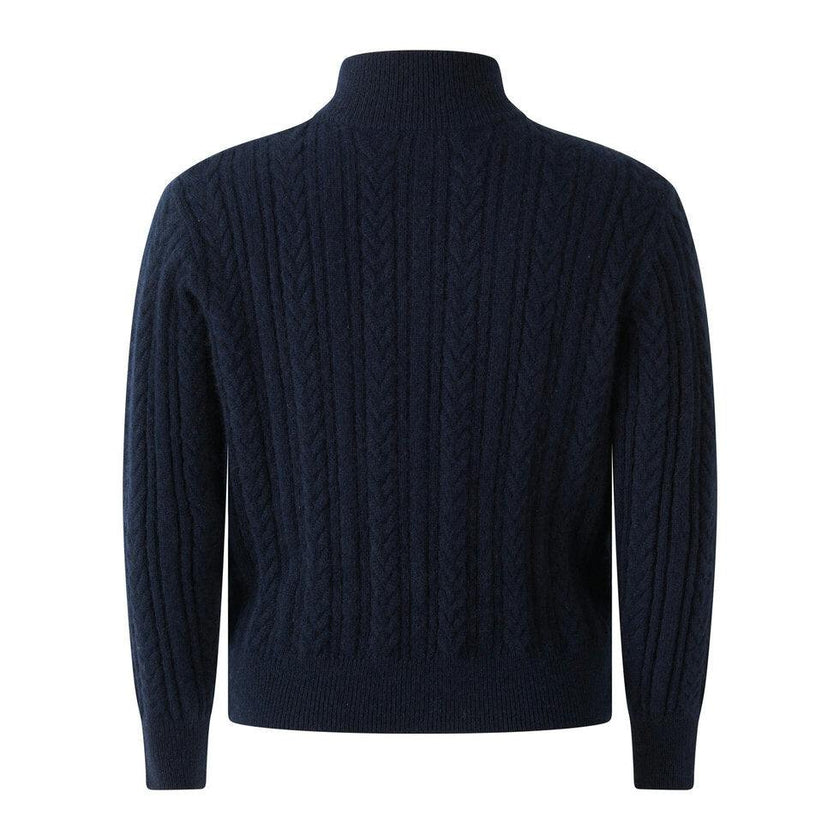 Navy Cashmere Half Zip Sweater