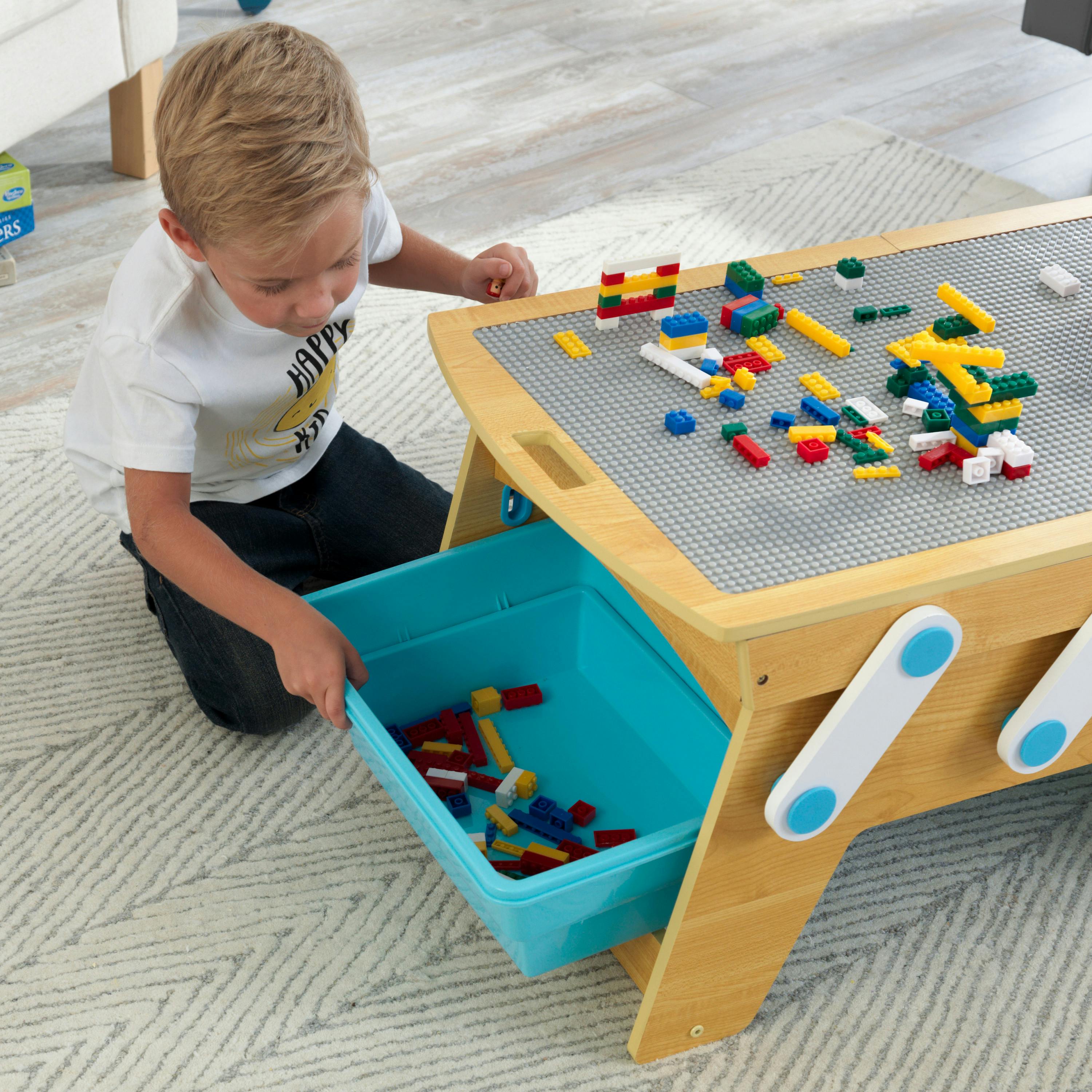 Building Bricks Play N Store Wooden Table