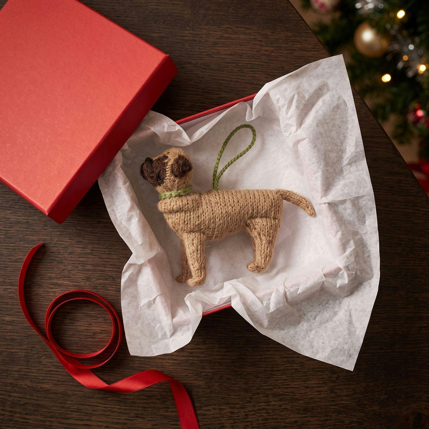 Mastiff Dog Hand Knit Christmas Ornament