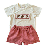 Crimson Gingham Football - Wyatt Short Set