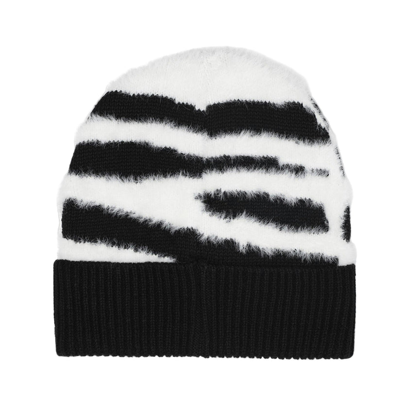 Kids Black and White Zebra Beanie
