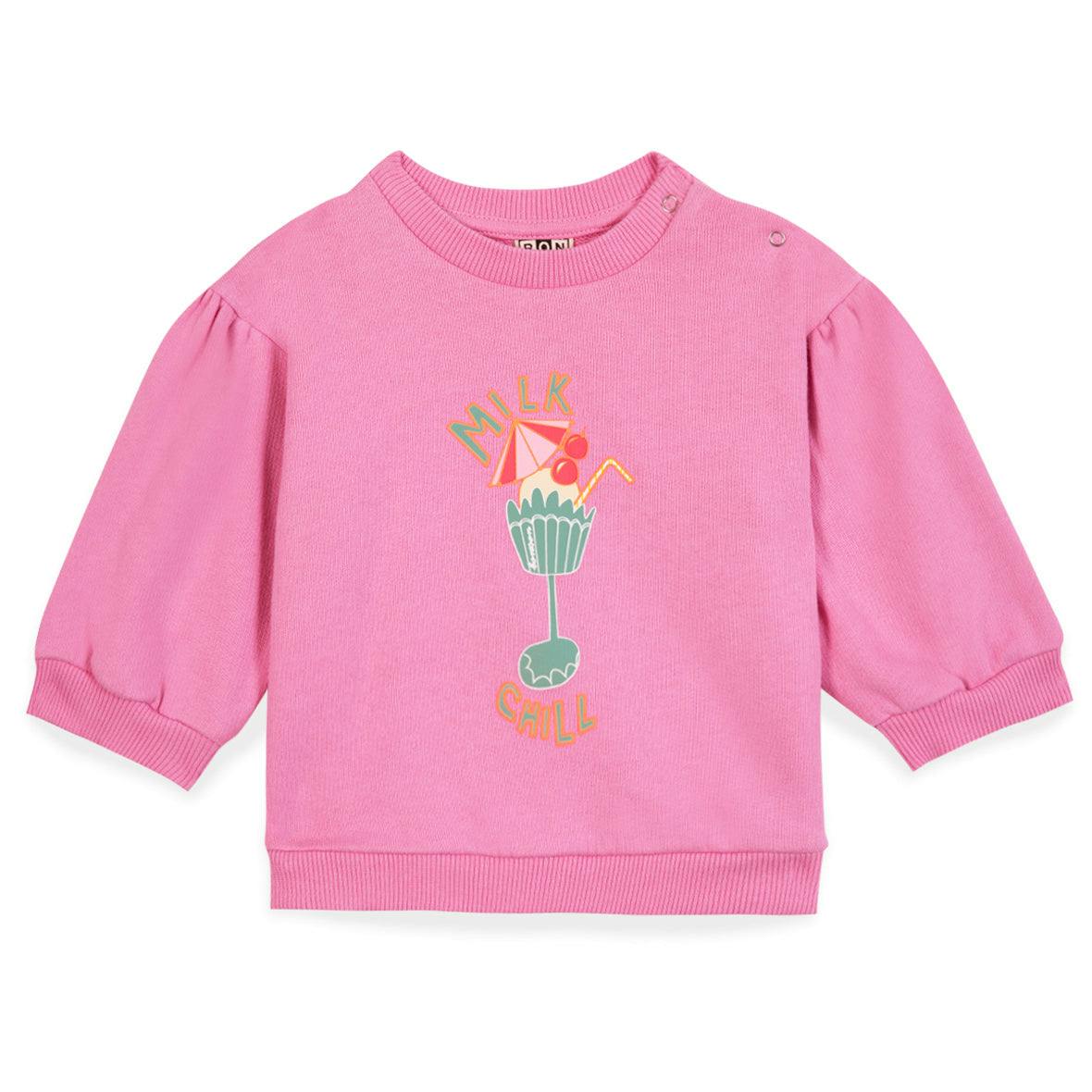 BONTON Chilled Milk Baby Sweatshirt - Rose Fiesta