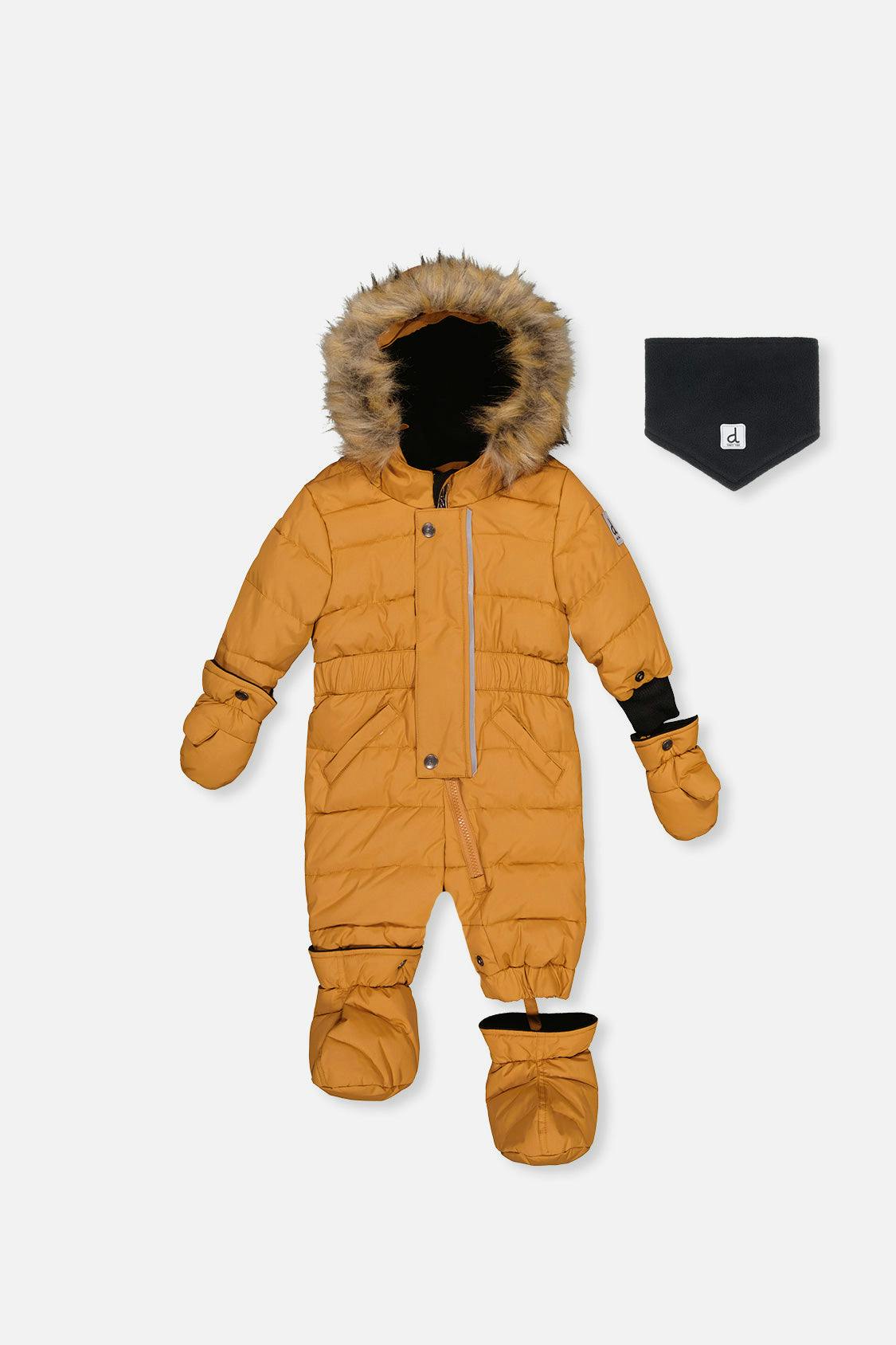 Baby Original One Piece Puffy Snowsuit With Removable Mittens And Boots Brown Sugar