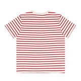 women's cream and red stripe short sleeve tee