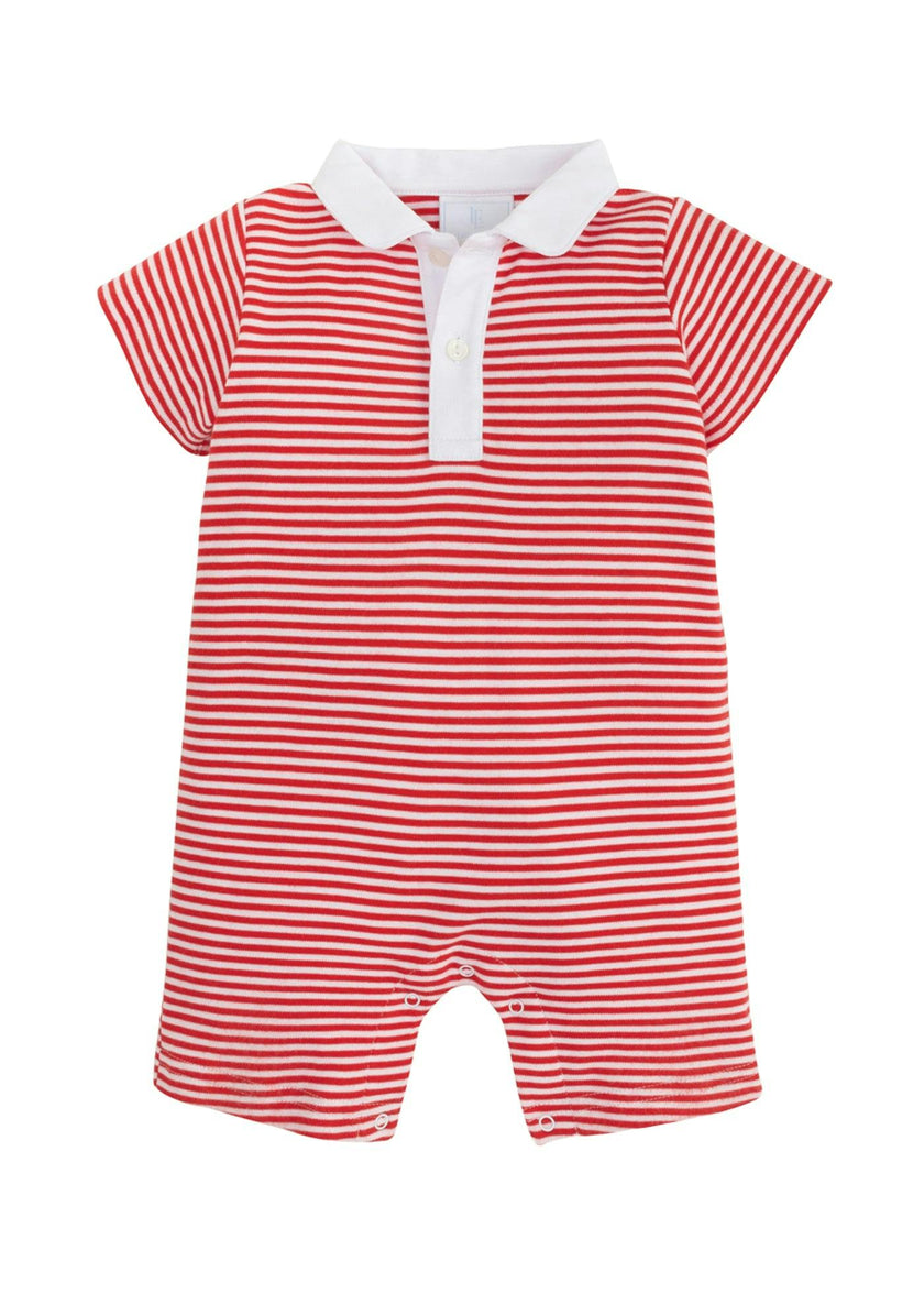 Peter Pan Polo Romper - Red Stripe