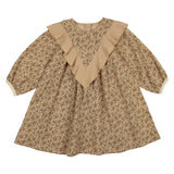 Closed Neck Floral Ruffle Dress