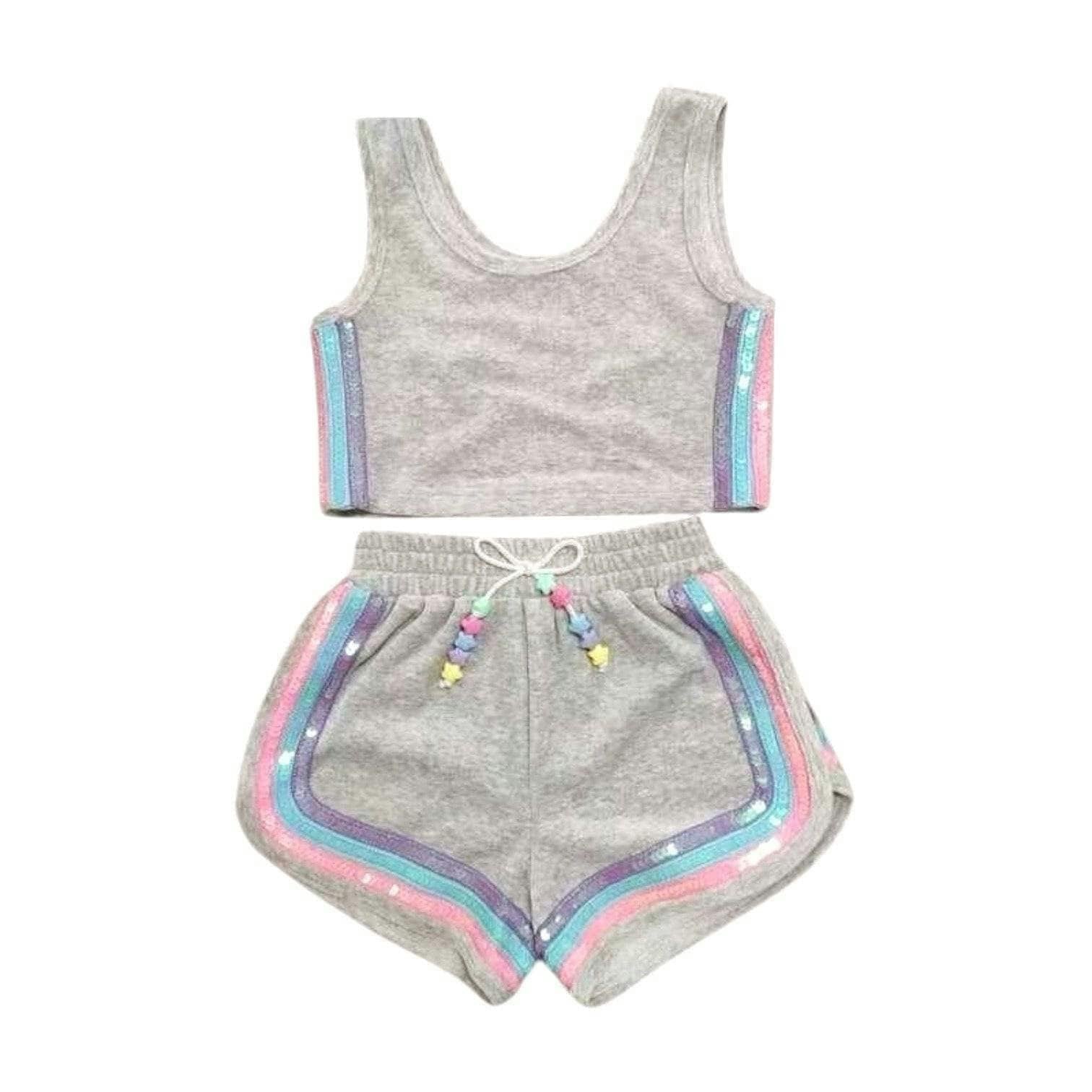 Rainbow Velour Sequin Tank Set