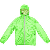 Yellow fluo full zip packable rain jacket and windbreaker